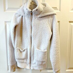 Venus White Plush Hoodie Zipper Jacket - Small
